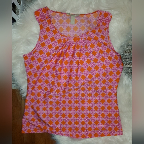 Banana Republic Pink and Orange Smocked Tank Top - Picture 1 of 8
